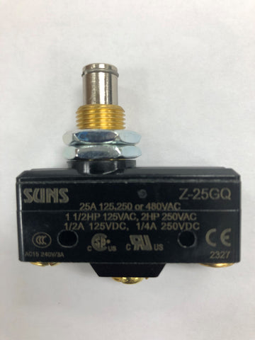 SUNS International Z-25GQ Panel Mount Plunger 25A Micro Switch