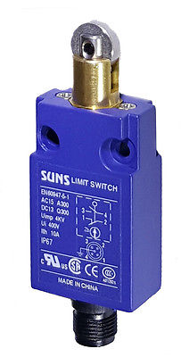 SUNS SN3112-SP-F Roller Plunger Compact Limit Switch M12 Connector Bottom - Industrial Direct
