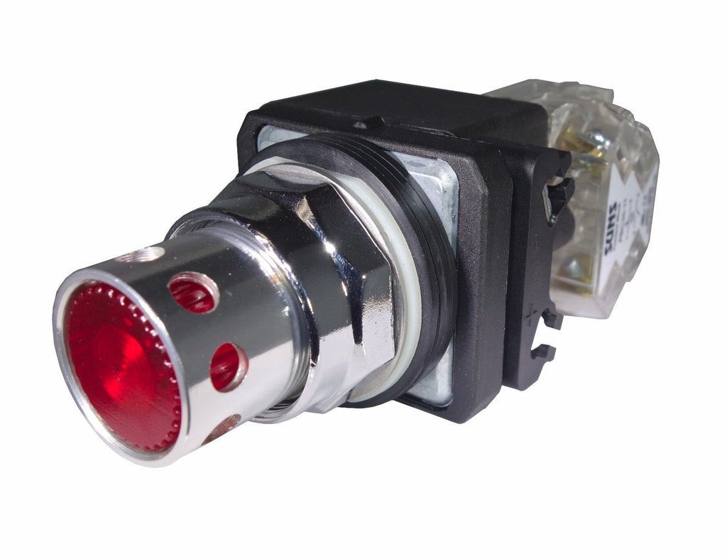 SUNS PBM30-GP-T120E-R-P1 30mm 120V Transformer LED Red Pushbutton 9001K3L1RH13 - Industrial Direct