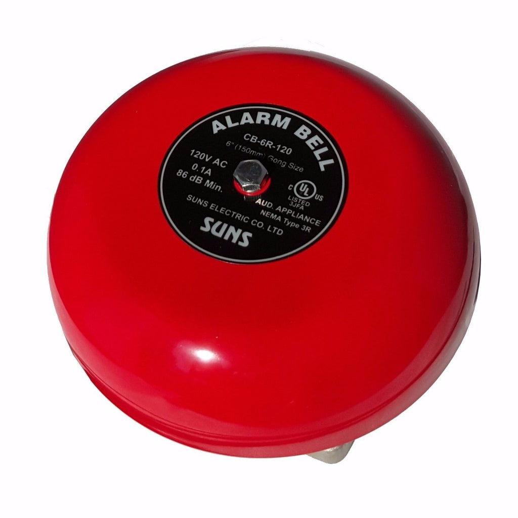 SUNS CB-6R-120 Red 120V Alarm Bell 6 Inch 120 Volt AC (6" in 120 VAC) - Industrial Direct