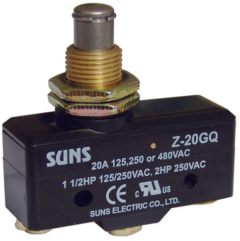 SUNS International Z-20GQ Panel Mount Plunger 20A Micro Switch - Industrial Direct
