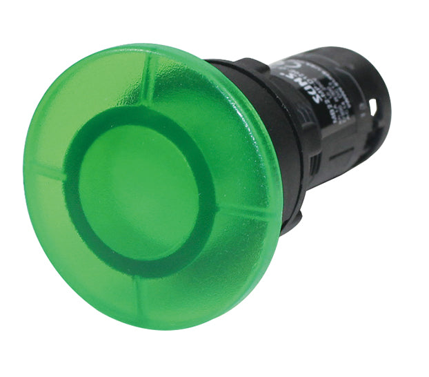SUNS MB22-MP-D120E-G-P5 22mm Monolithic Pushbutton Green Illuminated Mushroom 1NO